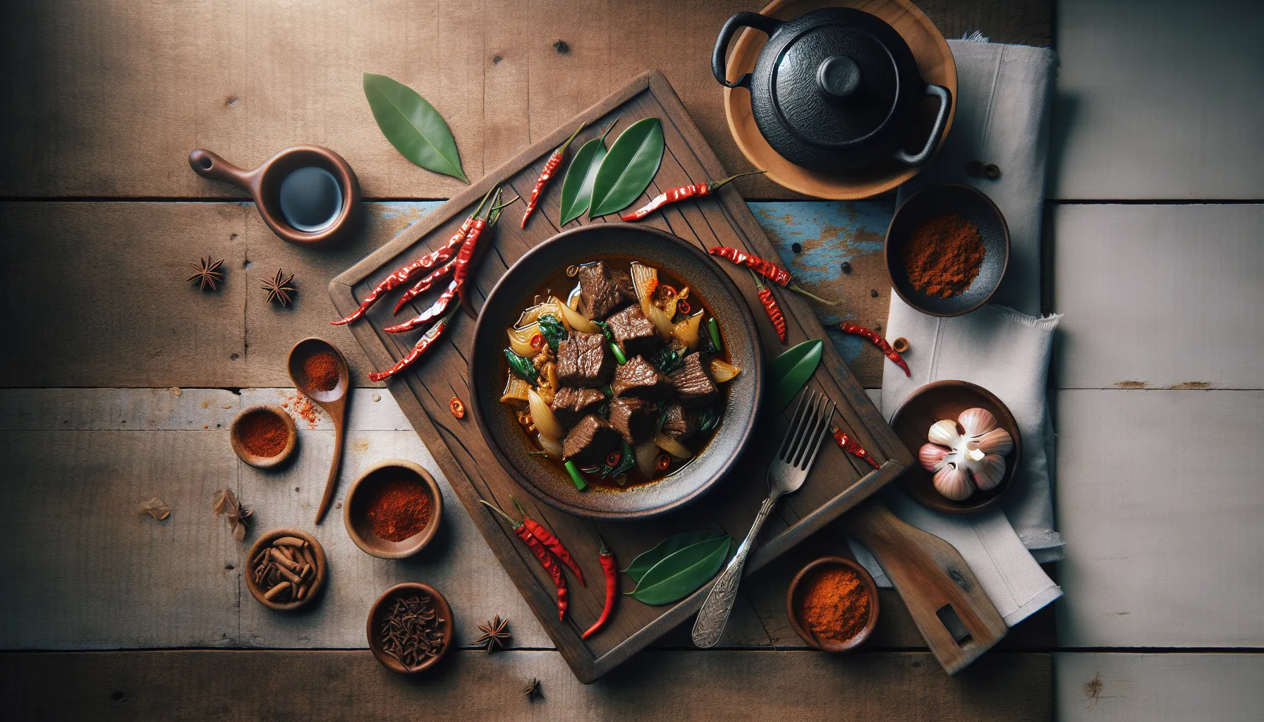 Indonesian Beef Dendeng Balado Braise plated