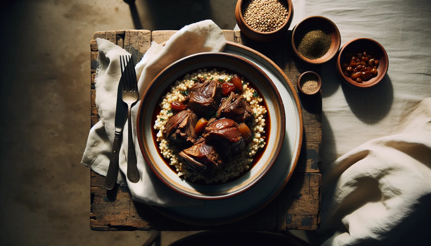 Lebanese Slow-Braised Lamb with Freekeh Grain Bowl plated