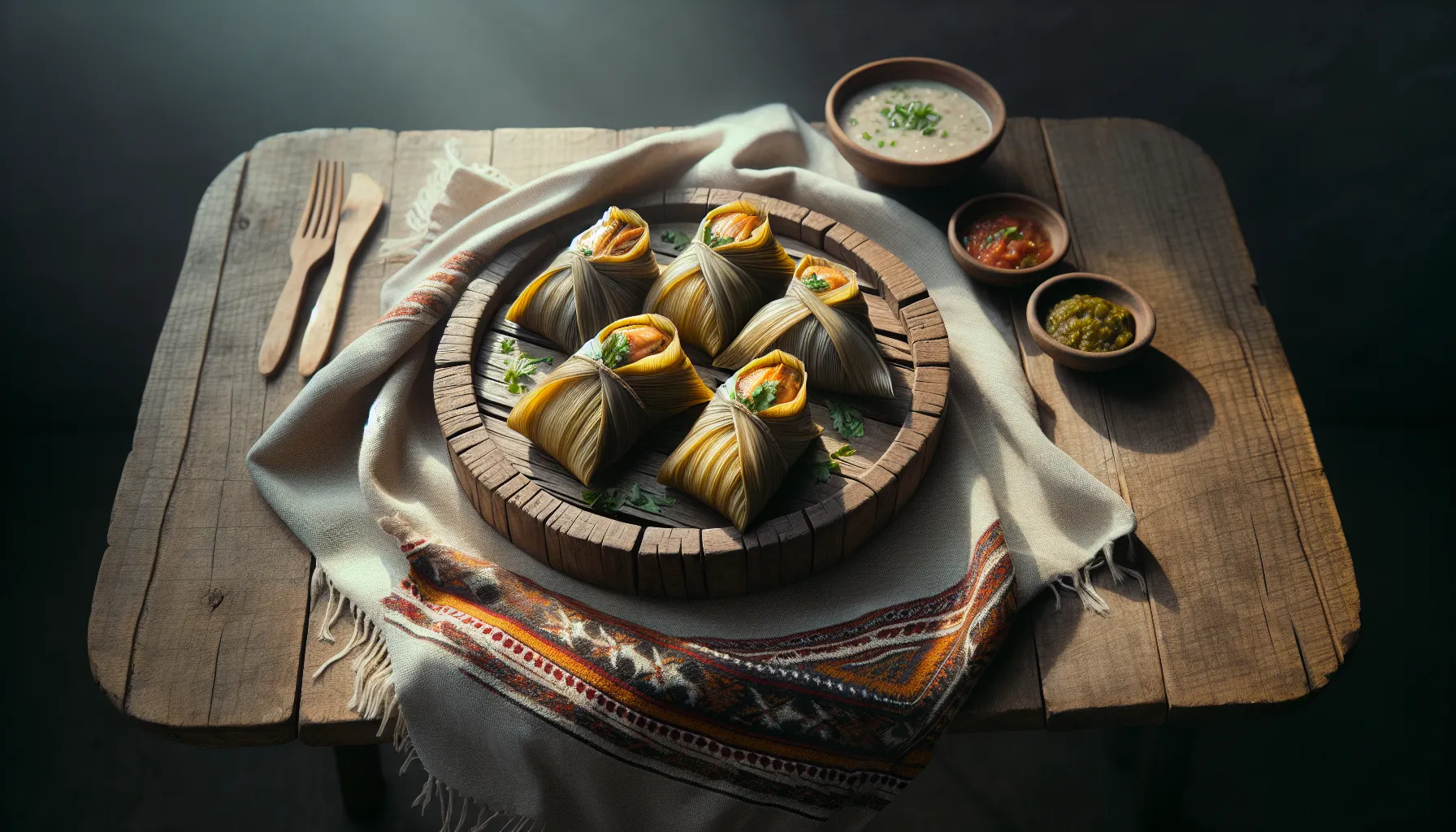 Peruvian Steamed Fish Tamales plated