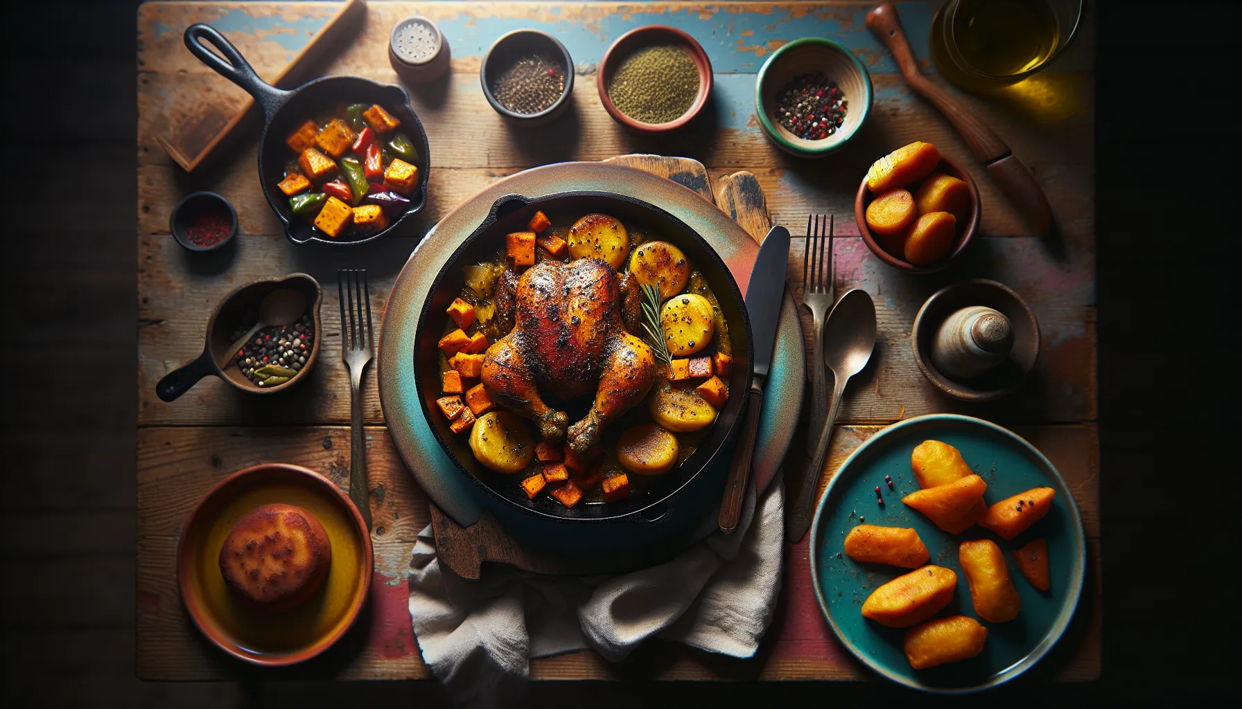 Caribbean Jerk Chicken Skillet with Sweet Potato Dumplings plated