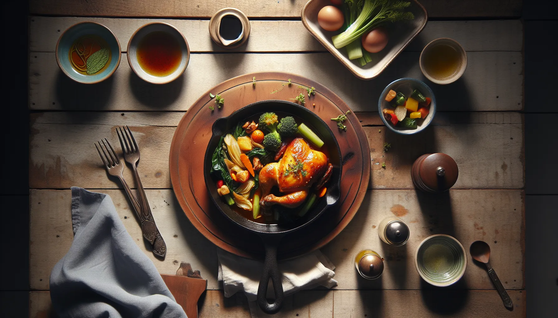 Indonesian Braised Chicken with Seasonal Vegetables plated