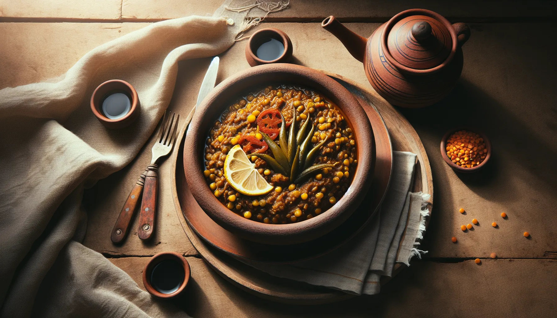 Ethiopian Spiced Lentil Stew (Misir Wot) plated