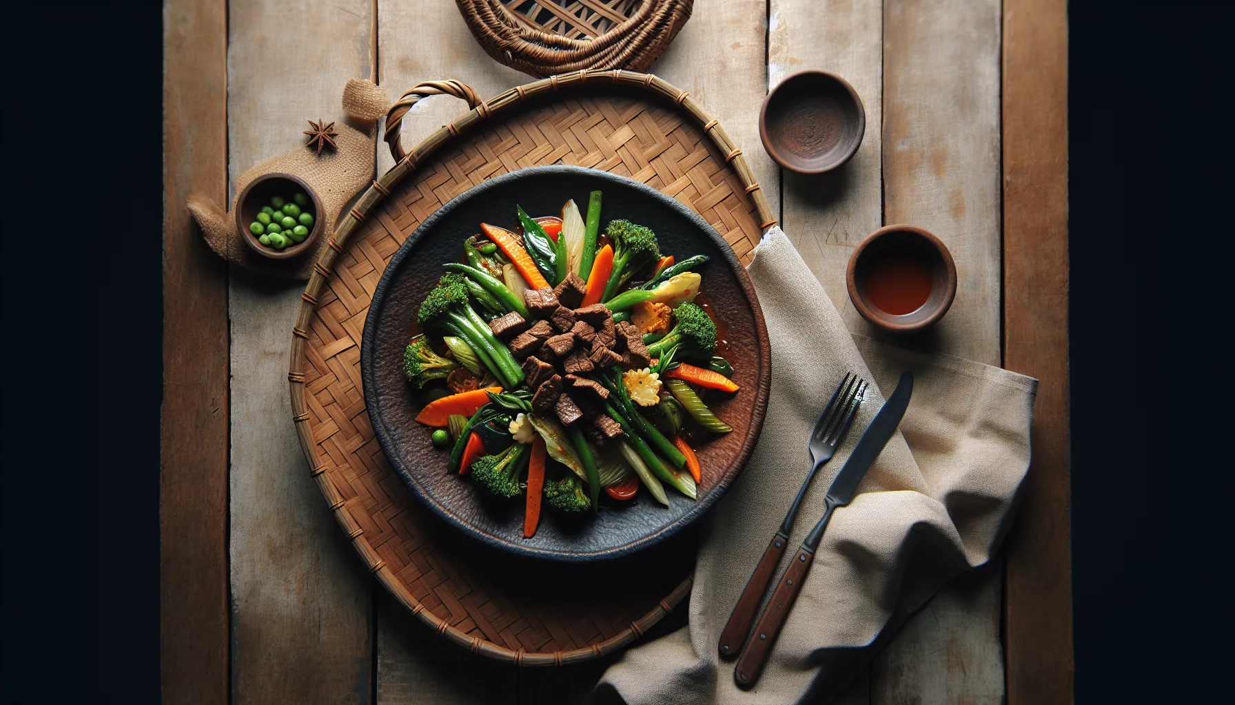 Indonesian Spiced Beef Stir-Fry with Seasonal Vegetables plated