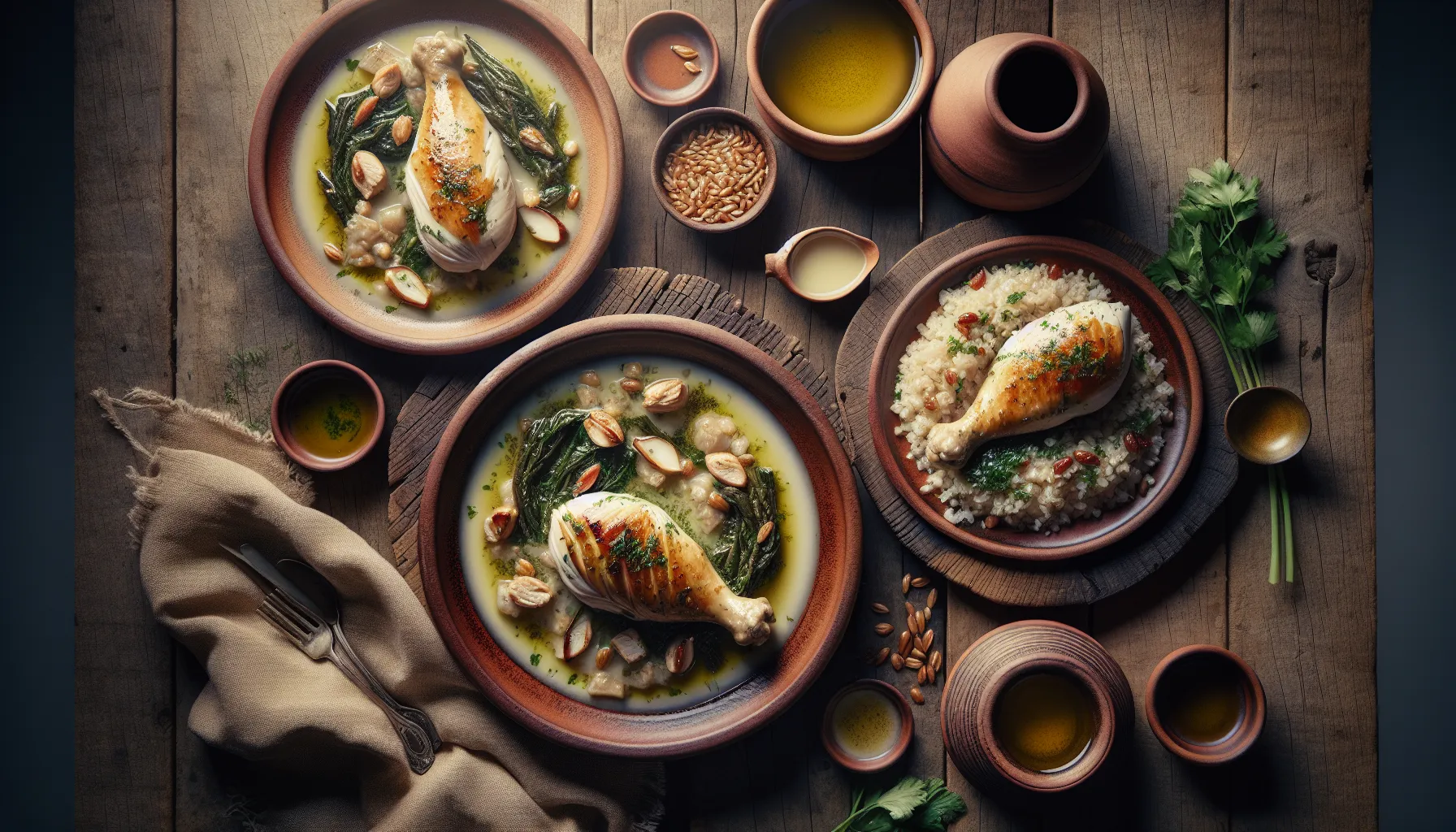 Lebanese Poached Chicken with Herb and Grain Stew plated