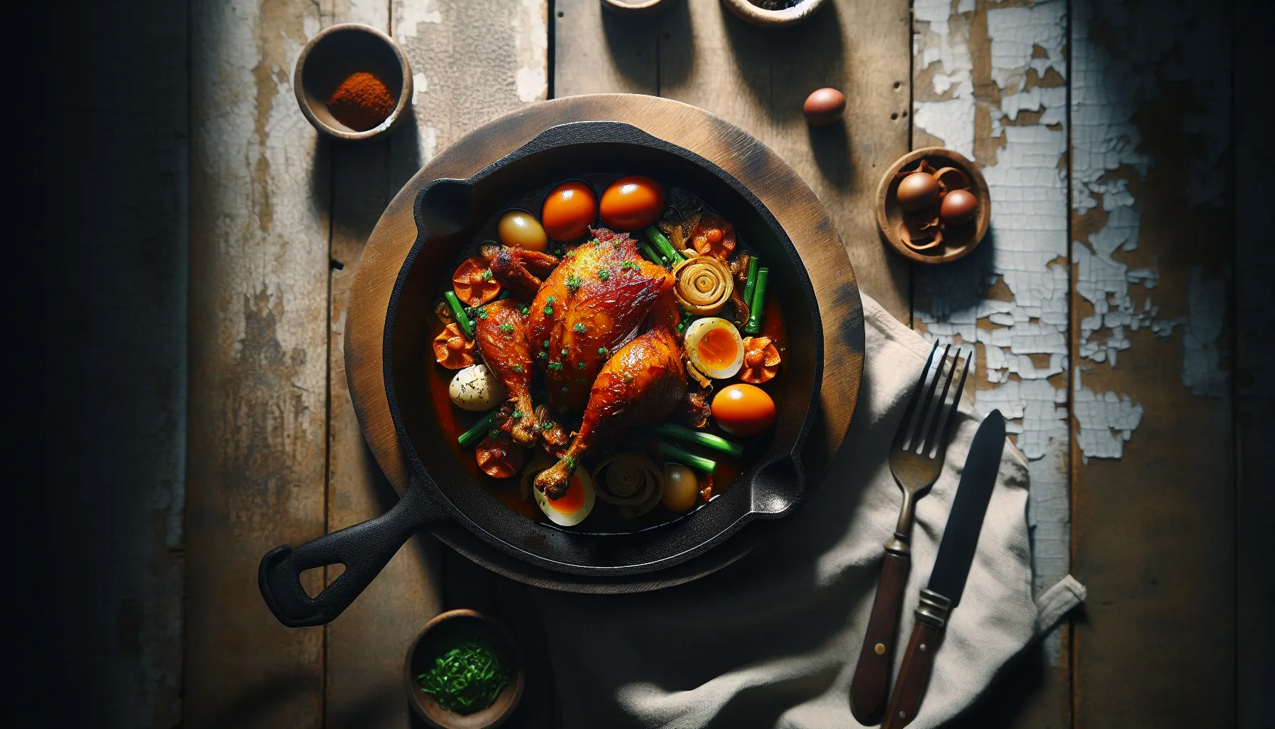 Slow-Braised Indonesian Ayam Bumbu Rujak plated