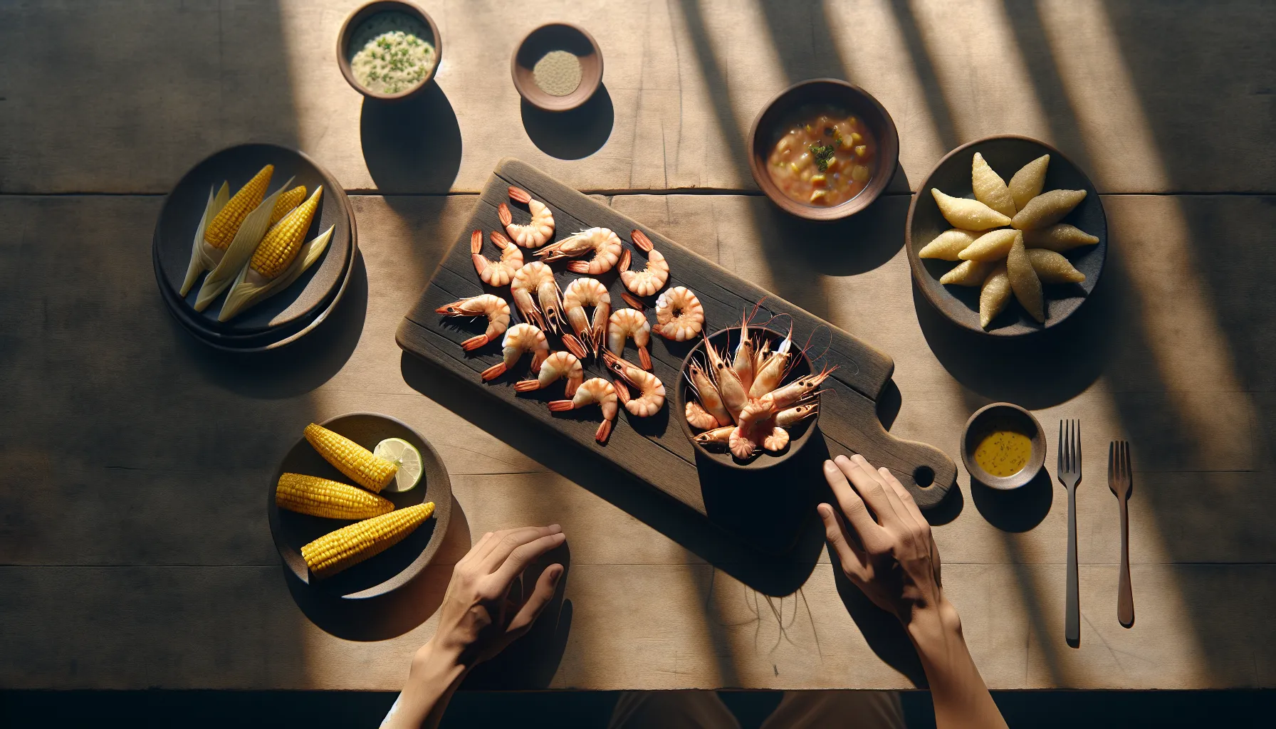 Peruvian Shrimps and Corn Dumplings plated