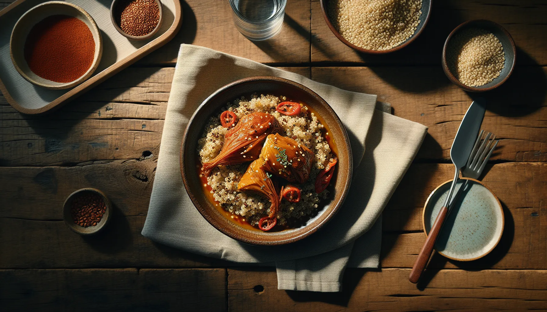 Slow-Braised Peruvian Aji de Gallina with Quinoa Grain Bowl plated