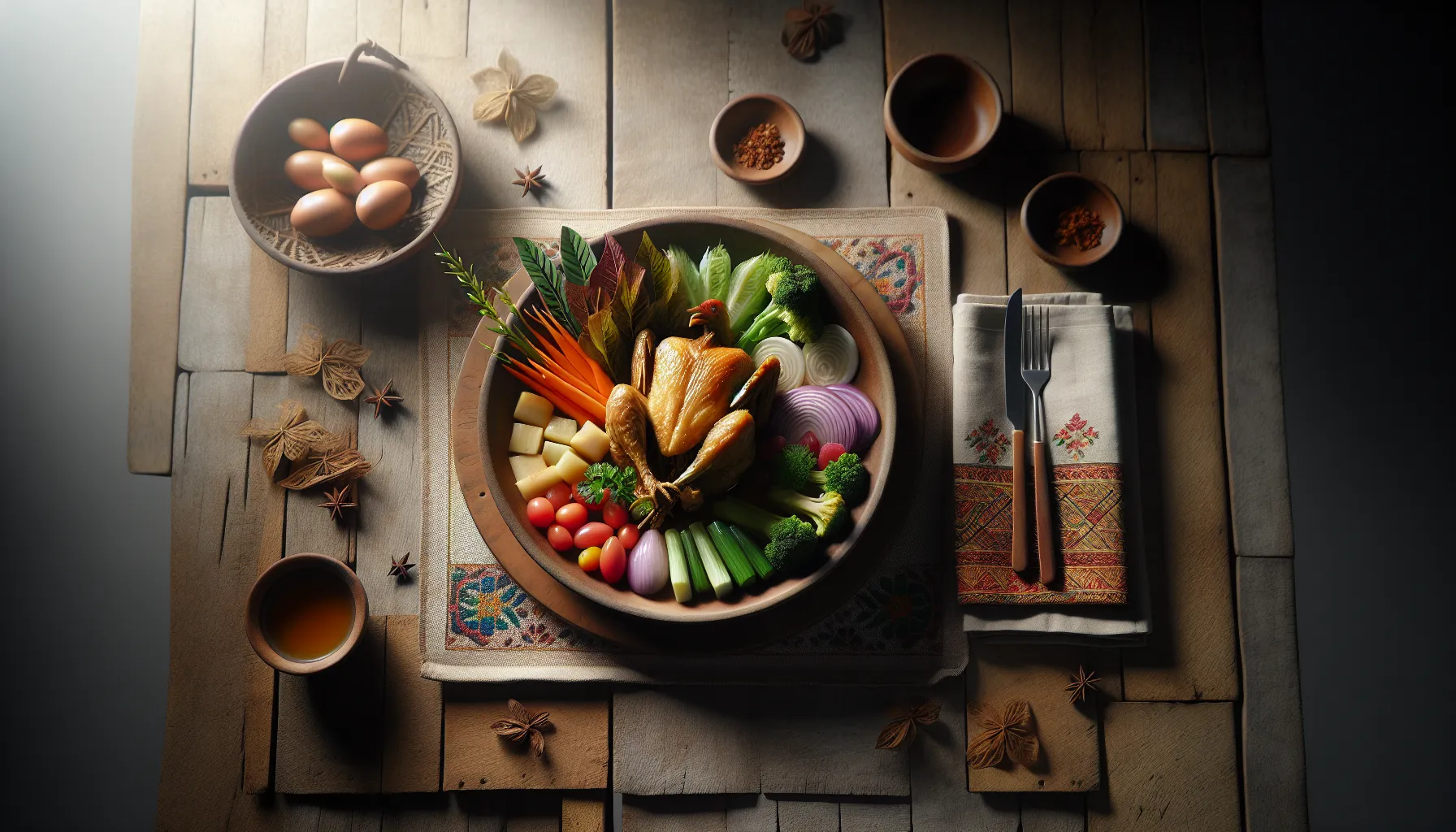 Indonesian Ayam Opor with Seasonal Vegetables plated