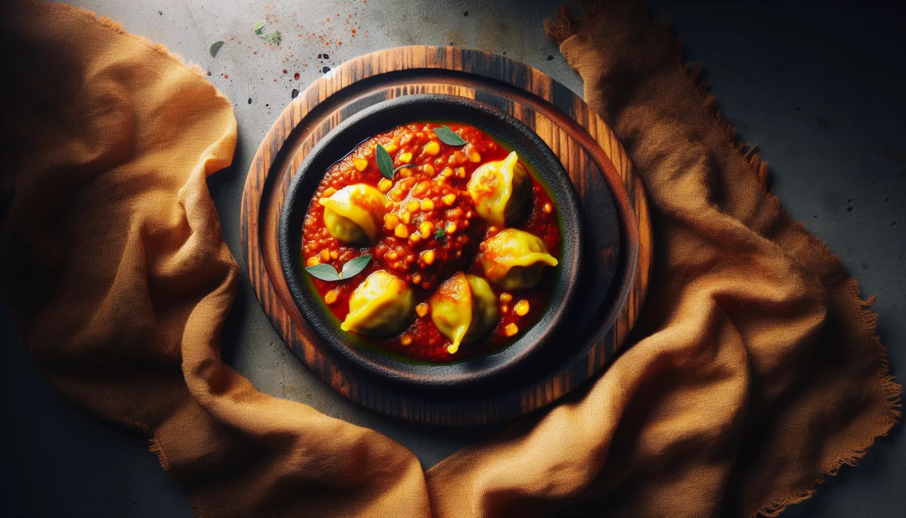 Ethiopian-Inspired Lentil Dumplings with Spiced Tomato Sauce plated