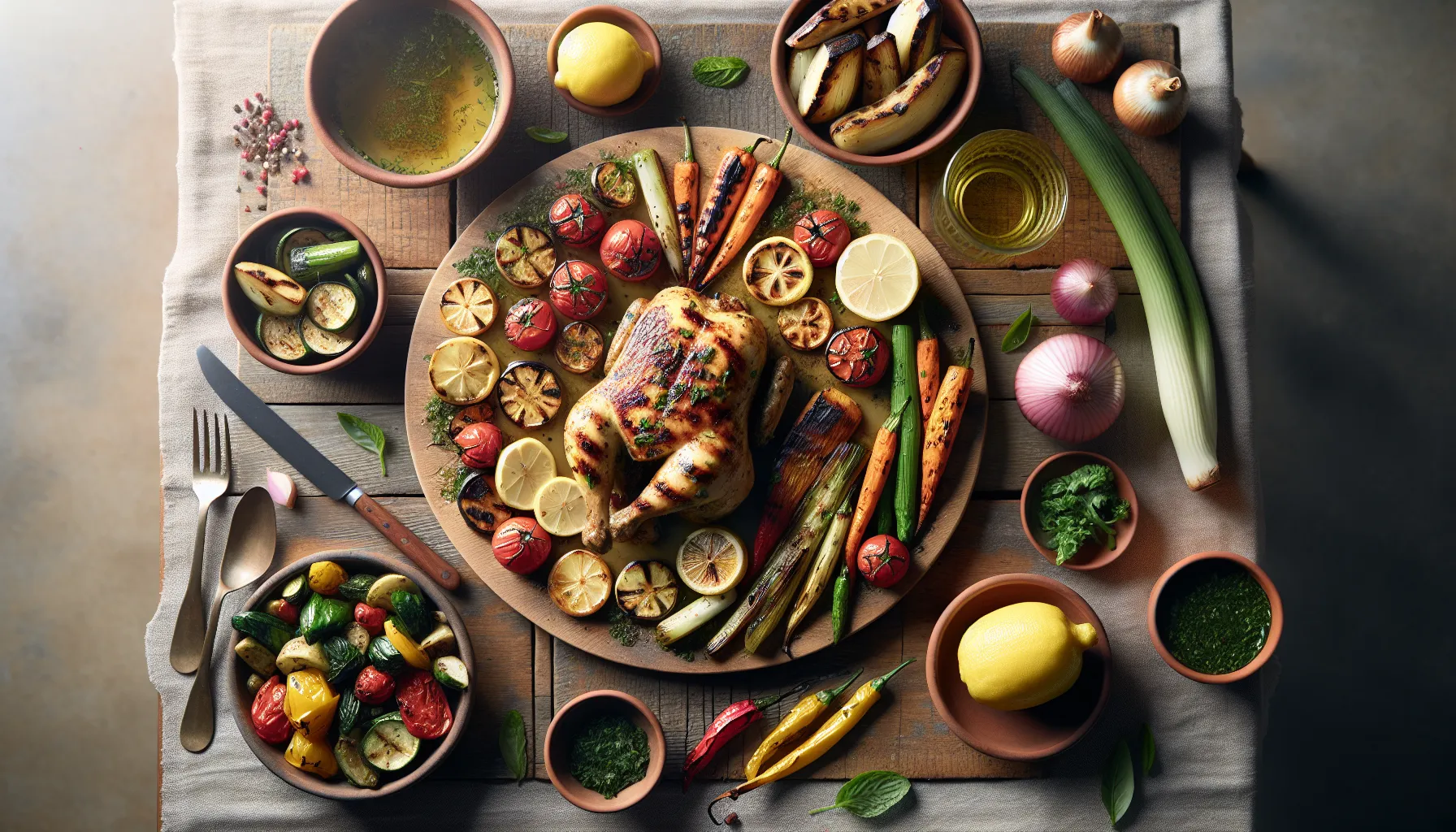 Lebanese Lemon Herb Chicken with Roasted Seasonal Vegetables plated