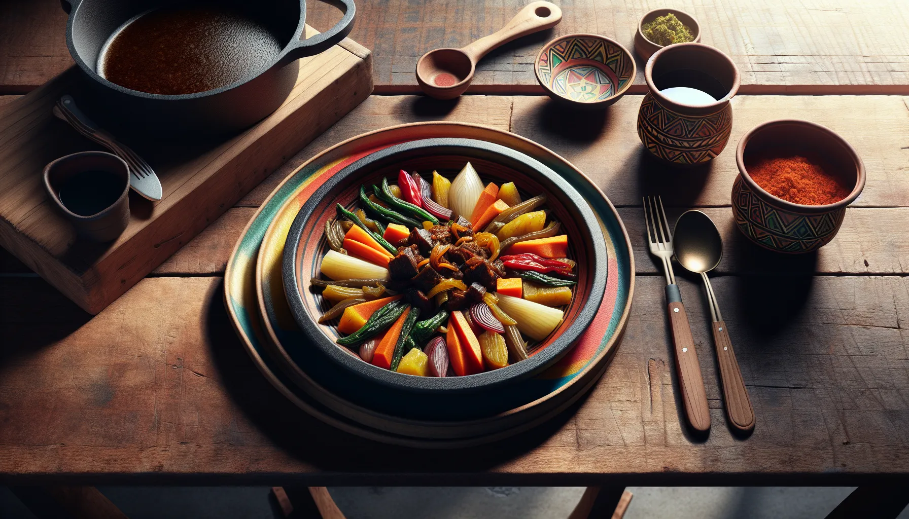 Pressure-Cooked Doro Wat with Seasonal Root Vegetables plated