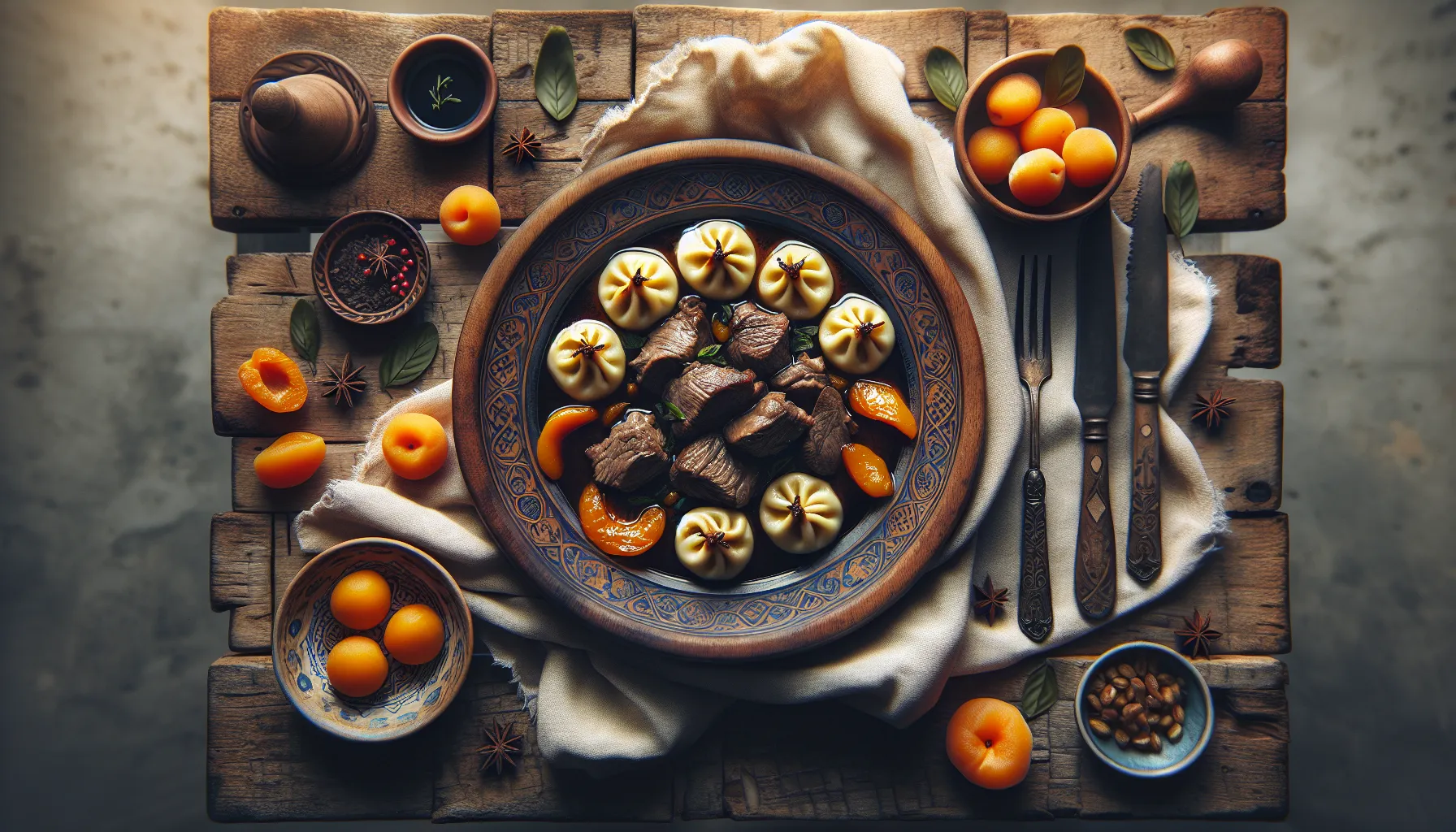 Slow-Braised Lebanese Lamb with Apricot Dumplings plated