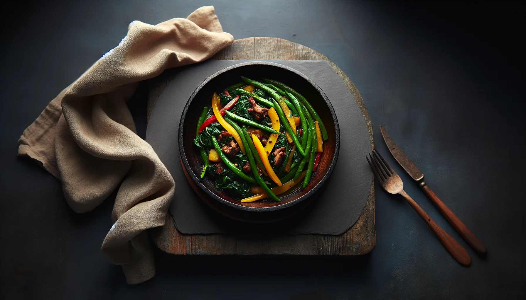 Jamaican Pepperpot Stir-Fry with Callaloo and Pork plated