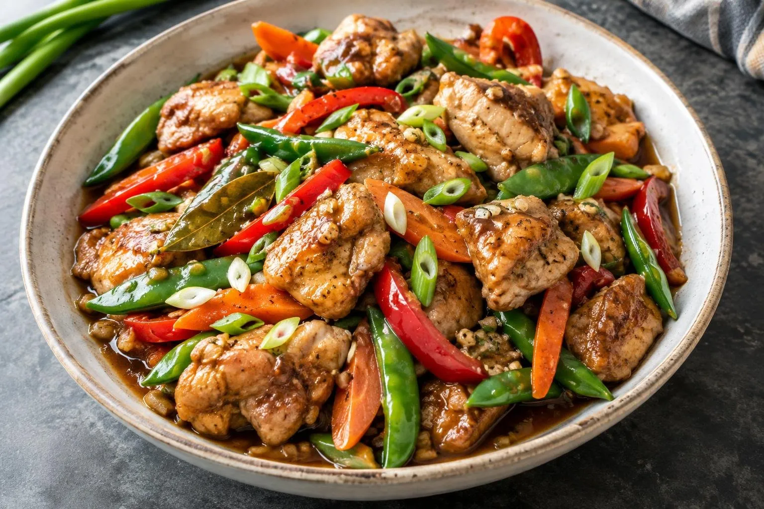 Filipino Chicken Adobo Stir-Fry Skillet plated and ready to serve
