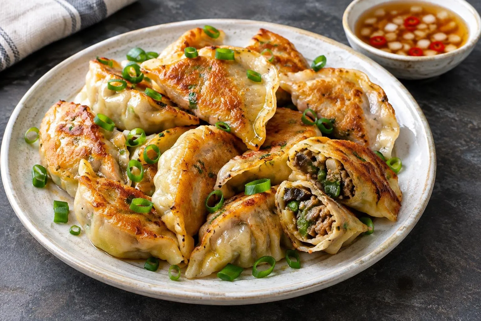 Pinakbet-Inspired Vegetable Dumplings with Pork Filling plated and ready to serve