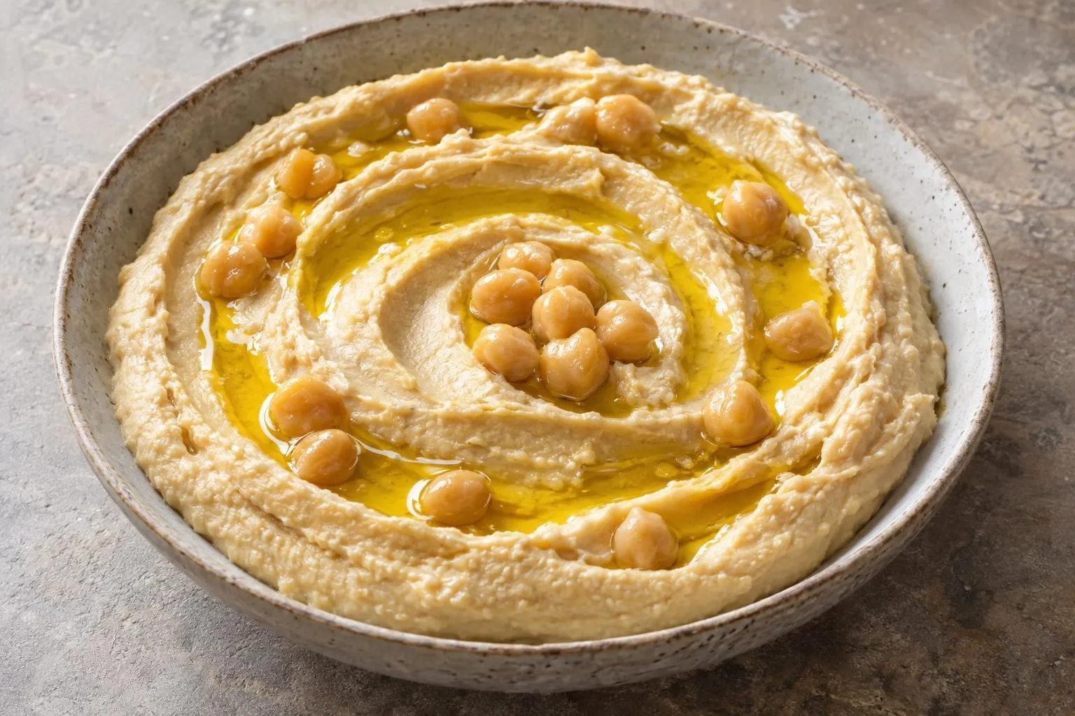 Creamy Hummus plated and ready to serve
