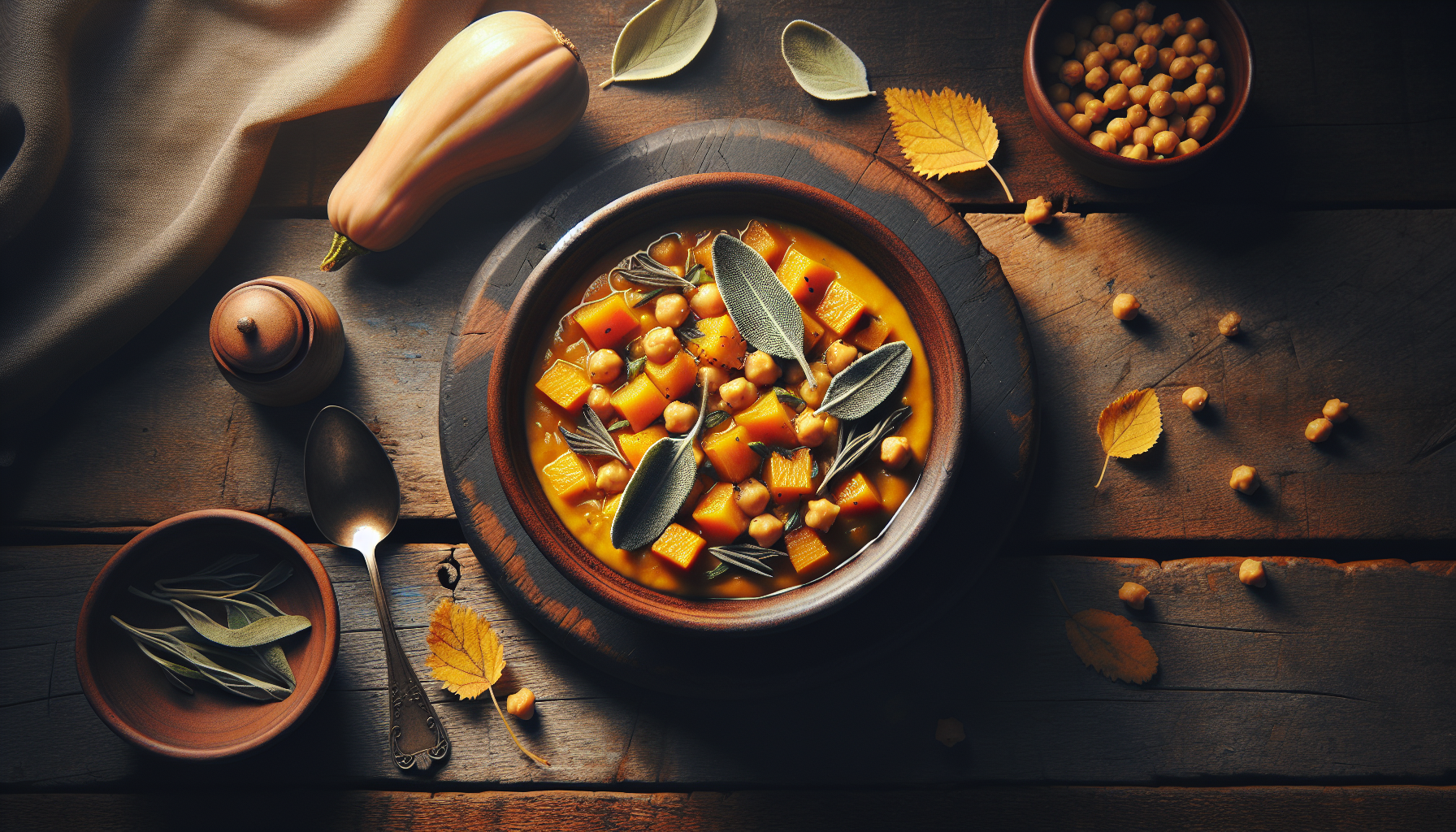 Roasted Butternut Squash and Sage Chickpea Stew plated